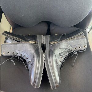 Cole Haan Black Leather Women’s Boots with Gold Accents